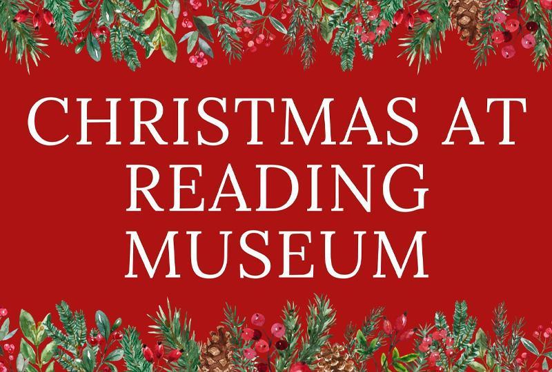 Red logo with holly decoration round the edge