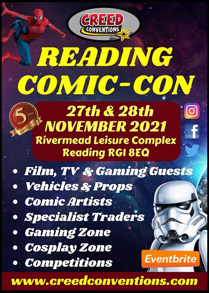Poster for rescheduled Reading Comic Con 27-28 November 2021