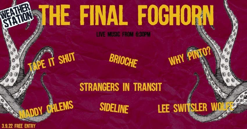 list of bands on a burgundy background