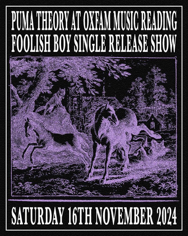 poster with purple artwork of a horse