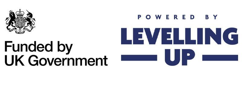 logos for Funded By UK Government and Levelling Up Fund
