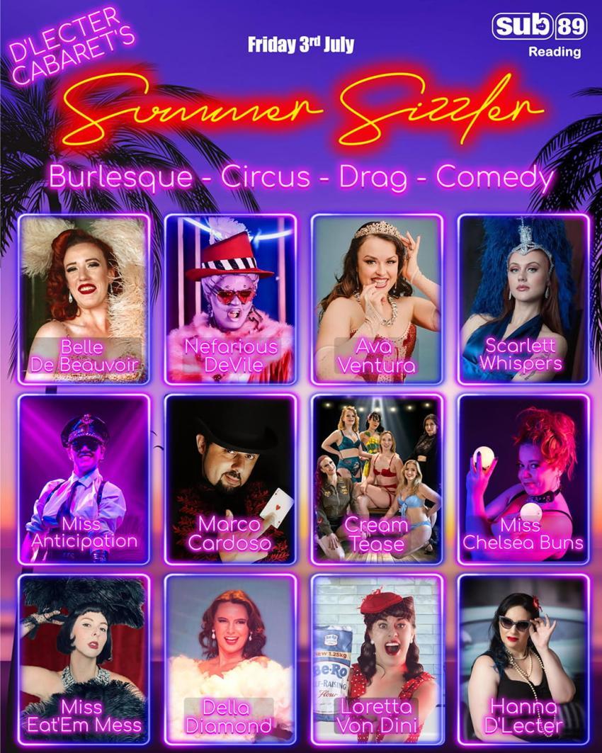 Poster with headshots of 12 cabaret performers