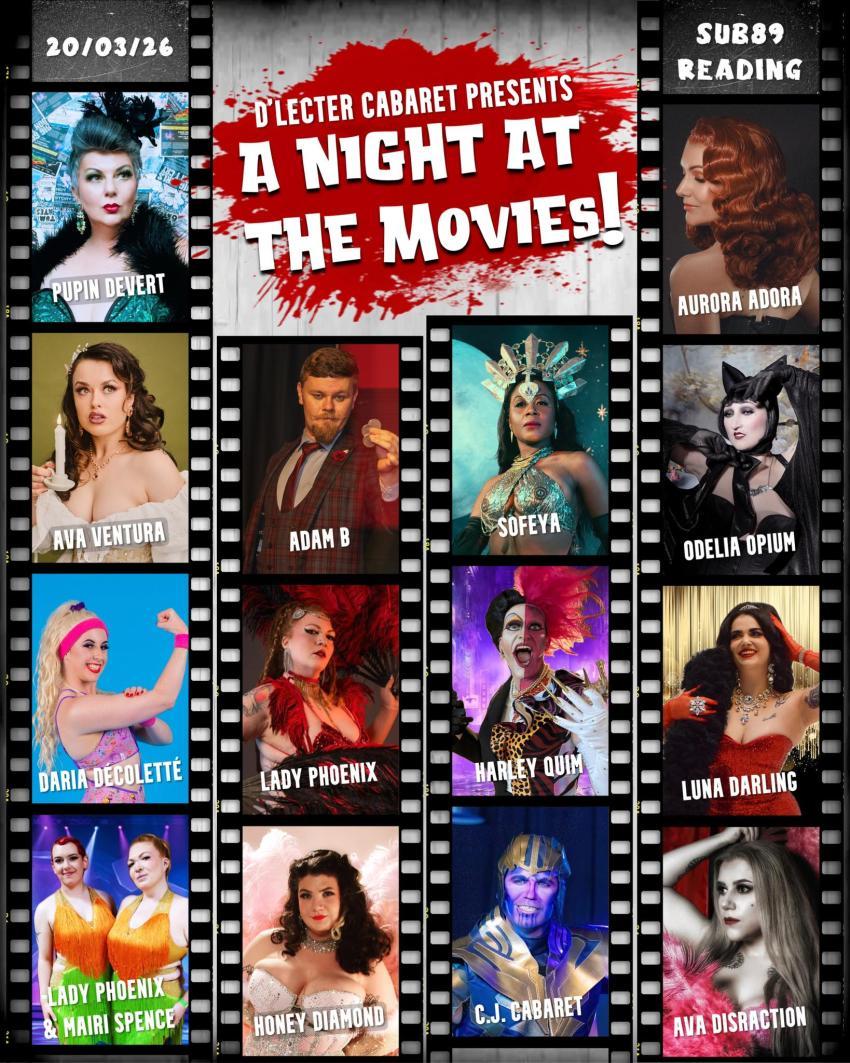 Montage of headshots of performers in the line-up