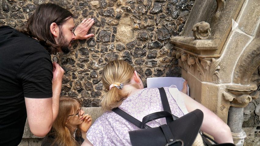 Friends playing Professor Pooch’s Adventure in Reading town centre