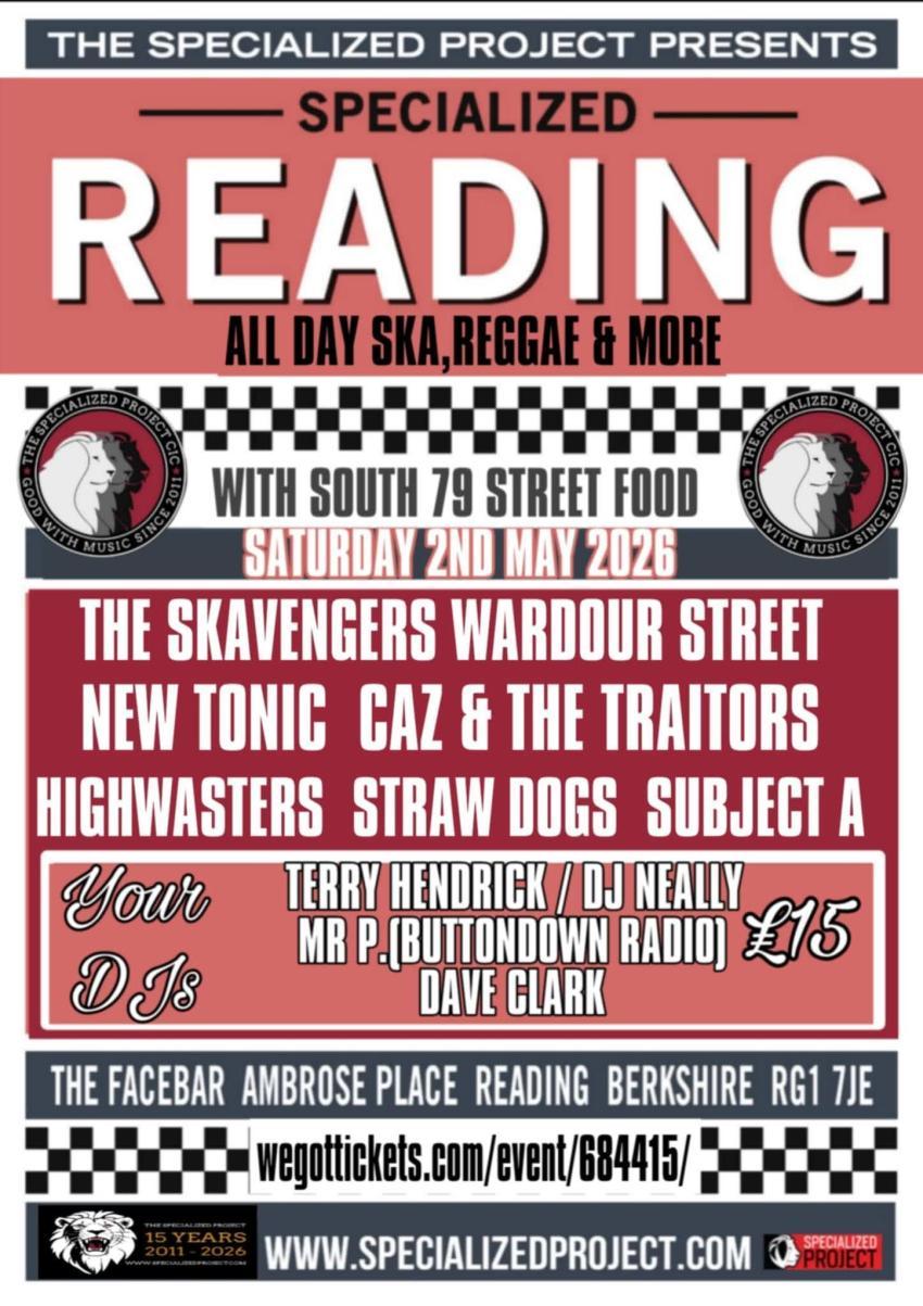 Specialized Reading poster featuring a list of bands