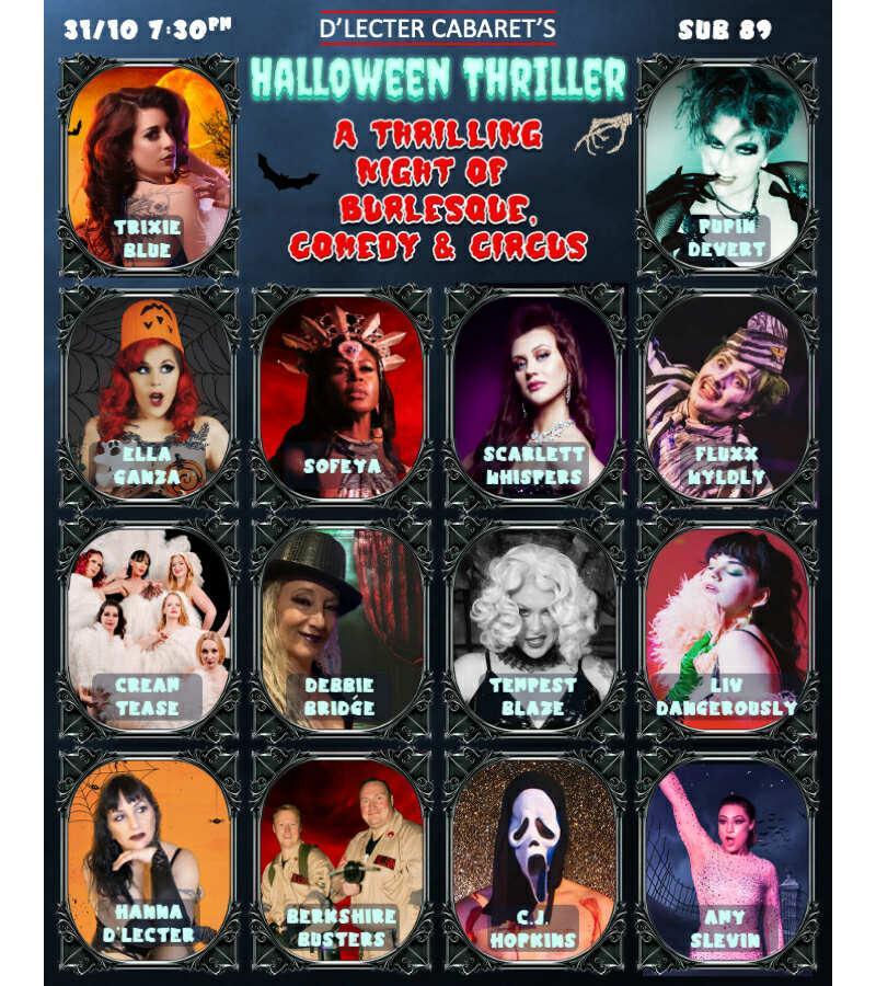 Line-up poster featuring images of cabaret performers