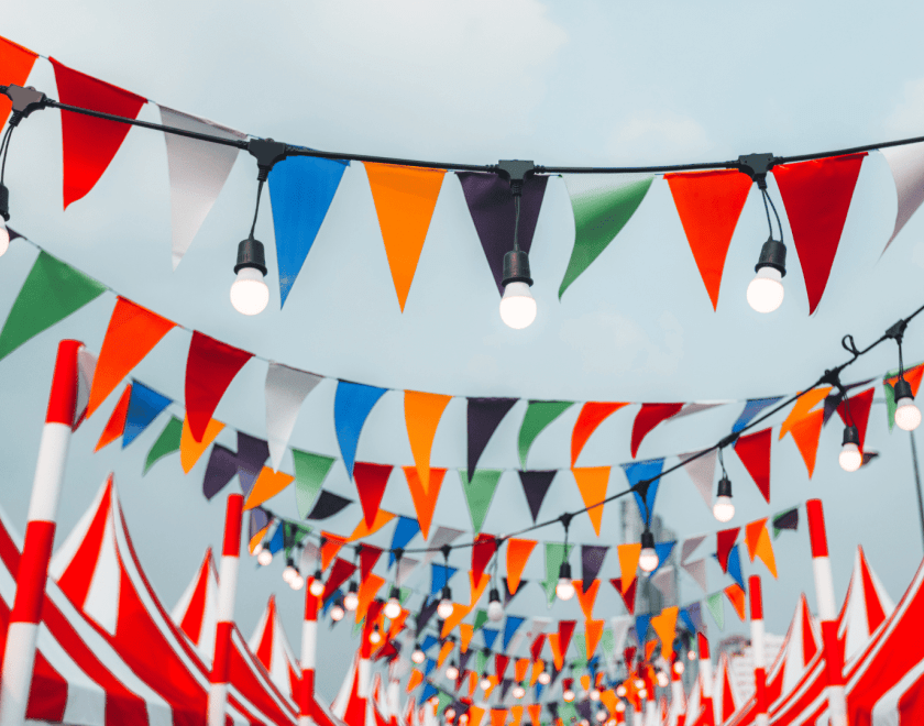 Colourful pennants in the sky