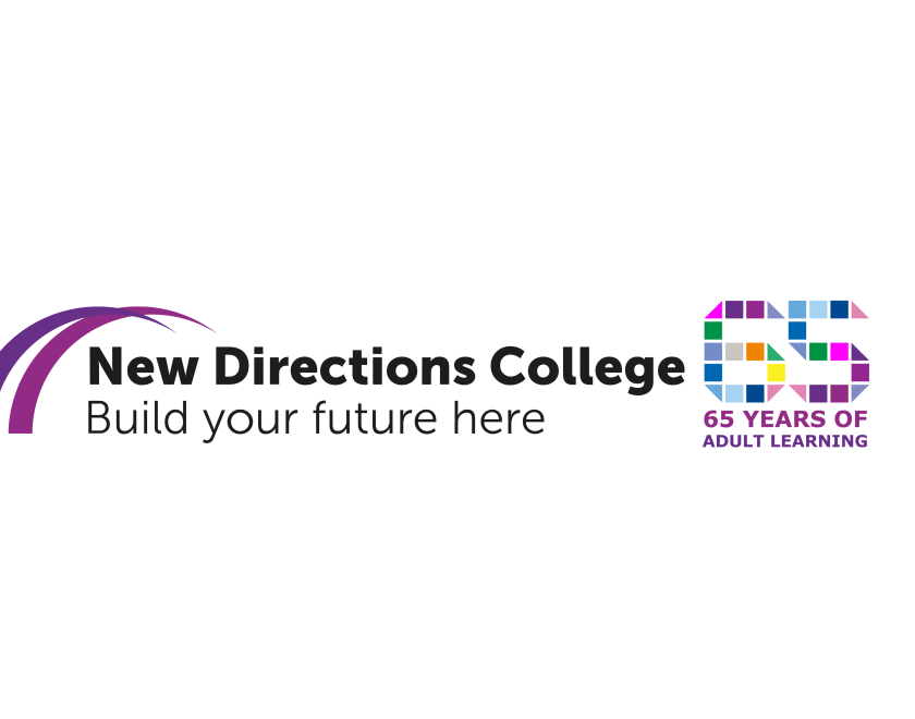New Directions College logo and strapline Build your future here 65 years of adult learning