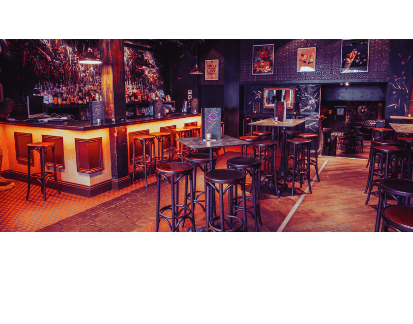 Landscape of the interior of The Cocktail Club