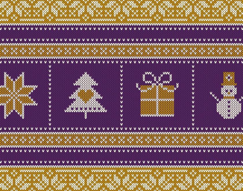 Purple and yellow Christmas jumper pattern