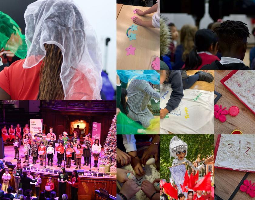 Photos of Universal Voices rehearsals and musicianship sessions.