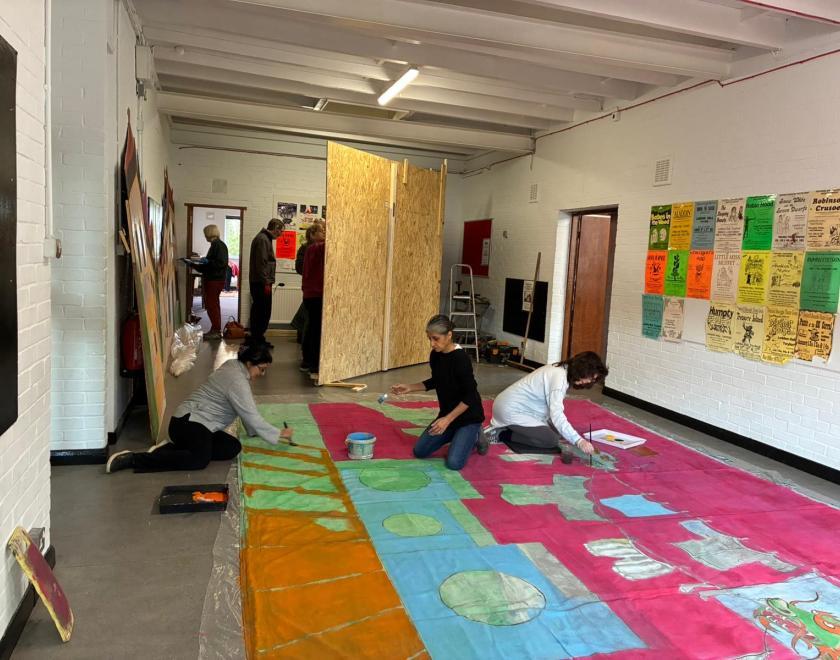 Building the set for Twyford Drama's panto Aladdin