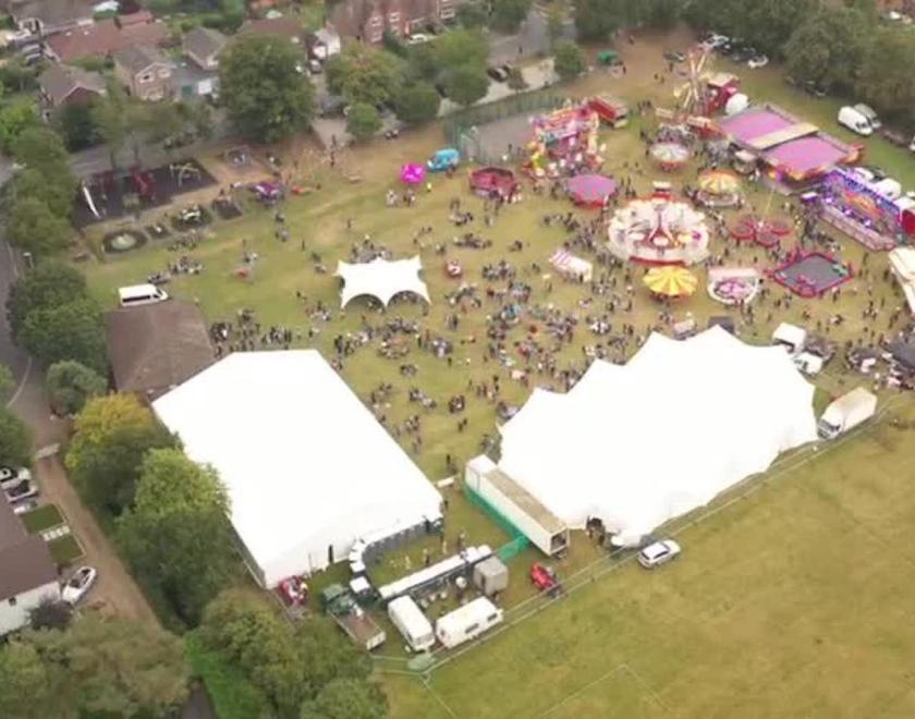 Aerial photo of Burghfest 2021 by day