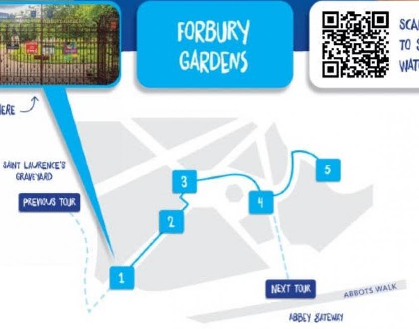 Map to QR codes for The 900 Steps - Forbury Gardens