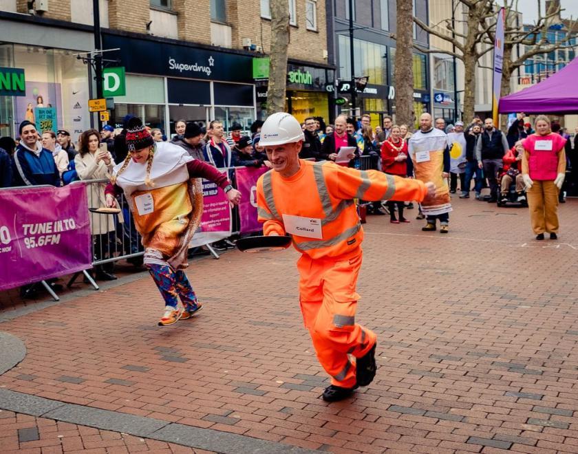 Launchpad’s annual Pancake Race which saw teams batter it out on Broad Street