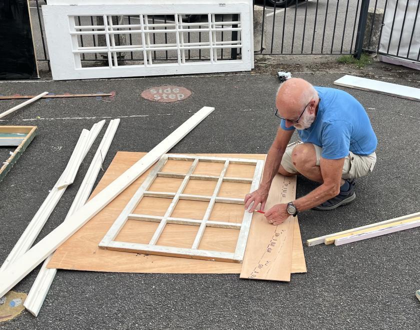 Set building is underway for Twyford Drama's production of "Home, I'm Darling"