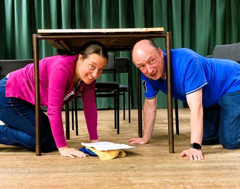 Actors rehearsing their bit for Twyford Drama's Diamond Gems show