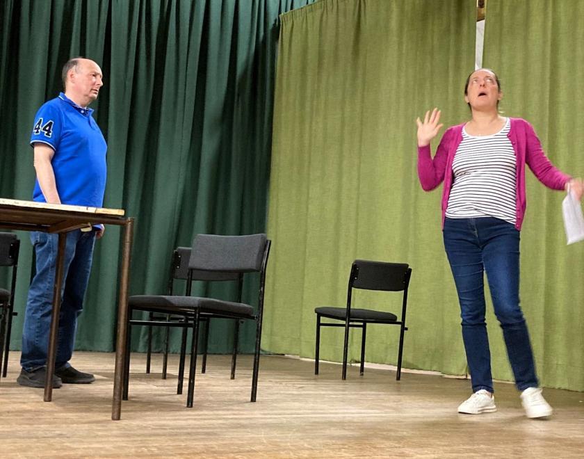 Actors rehearsing their bit for Twyford Drama's Diamond Gems show