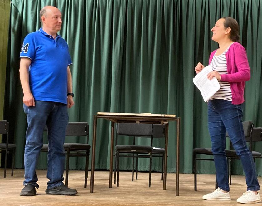 Actors rehearsing their bit for Twyford Drama's Diamond Gems show