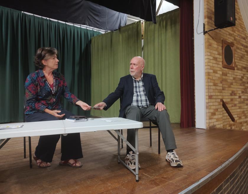 Actors rehearsing their bit for Twyford Drama's Diamond Gems show