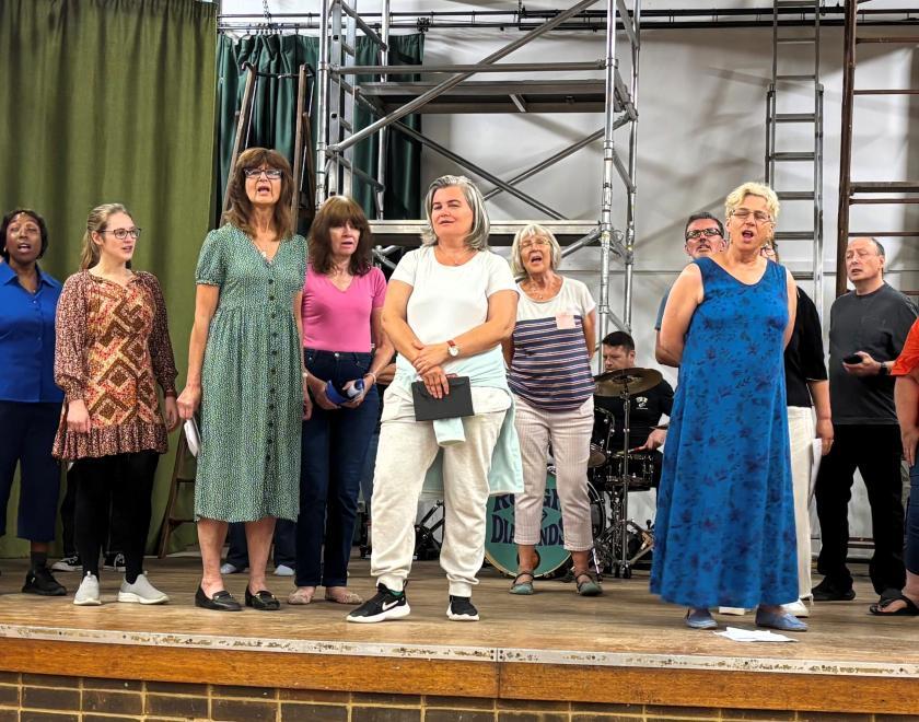 Actors rehearsing their bit for Twyford Drama's Diamond Gems show