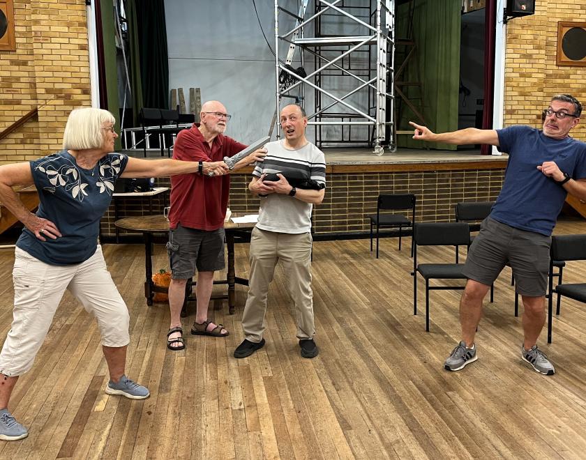 Actors rehearsing their bit for Twyford Drama's Diamond Gems show