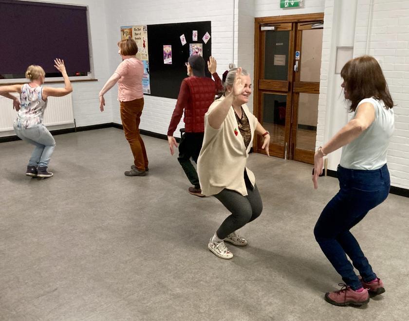 The cast of Twyford Drama's panto Aladdin in rehearsal