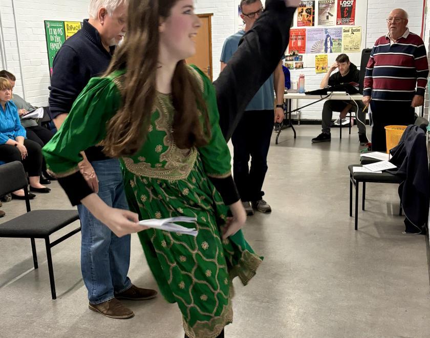 The cast of Twyford Drama's panto Aladdin in rehearsal