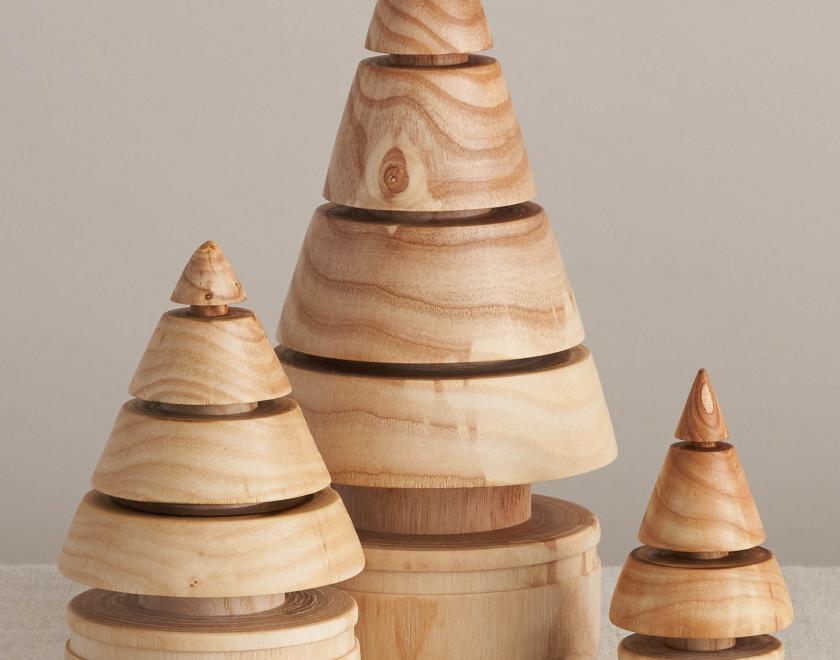 Set of 3 Wooden Christmas Trees in Ash by Liz Pearson