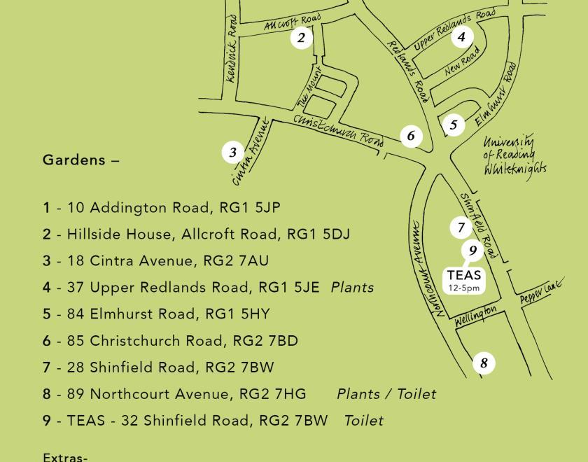 Whiteknights Open Gardens 2025 map