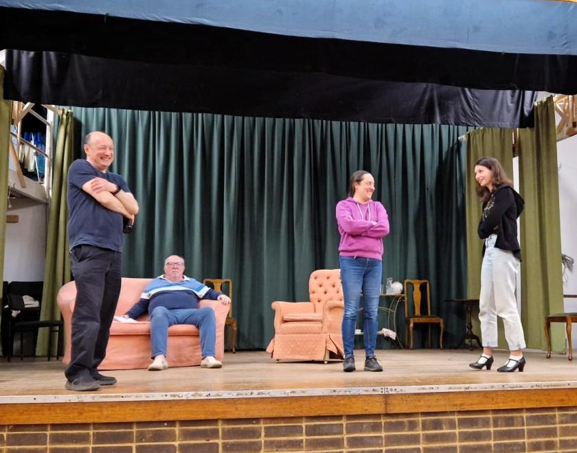 The cast of Blithe Spirit in rehearsal