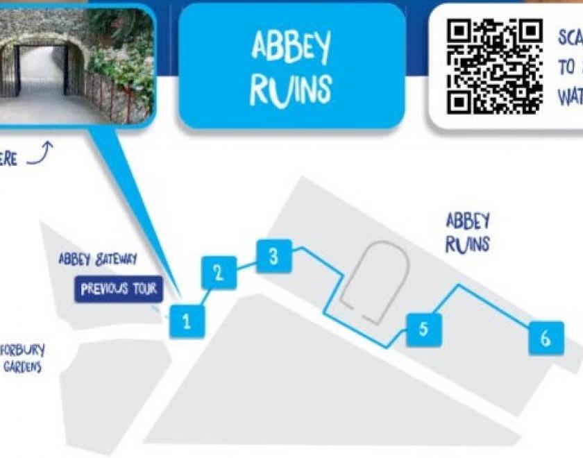Map to QR codes for The 900 Steps - Abbey Ruins