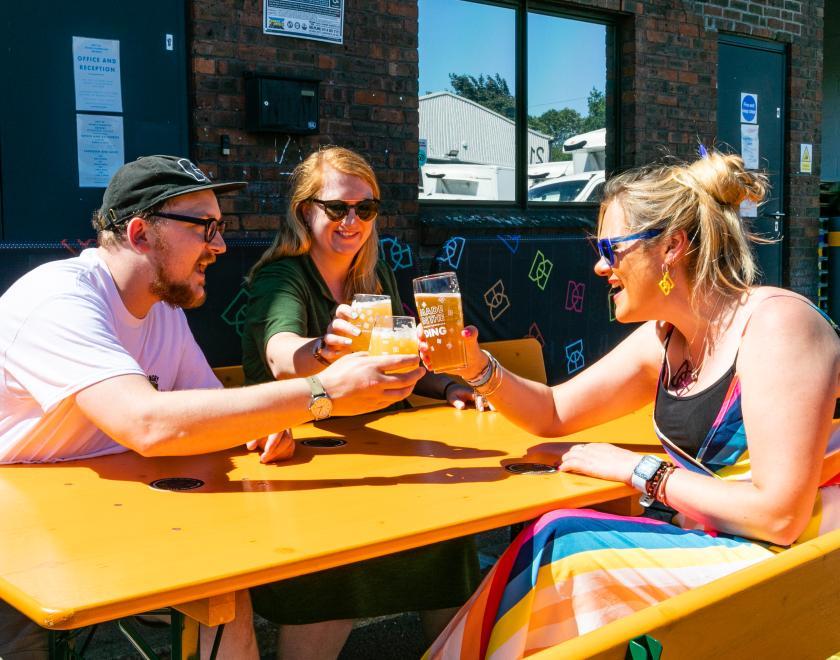 Drinking in the sunshine at Double-Barrelled Brewery in Reading