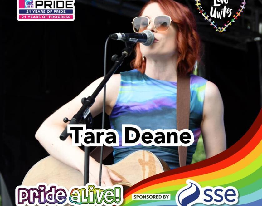 Tara Deane is performing on the Pride aLive stage at Love Unites 2024