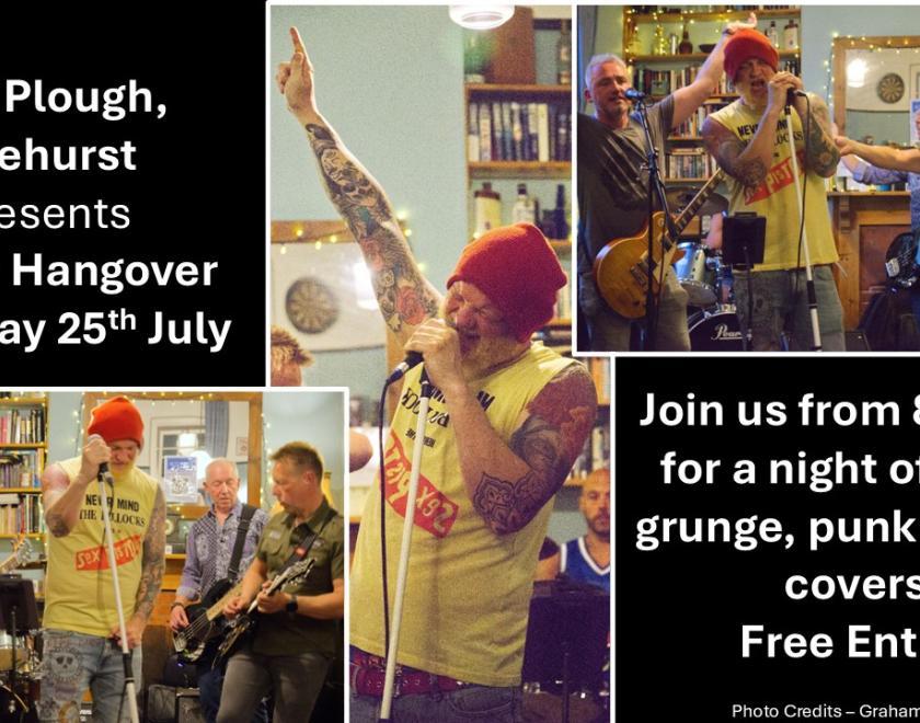 Poster with montage of photos of the band on stage