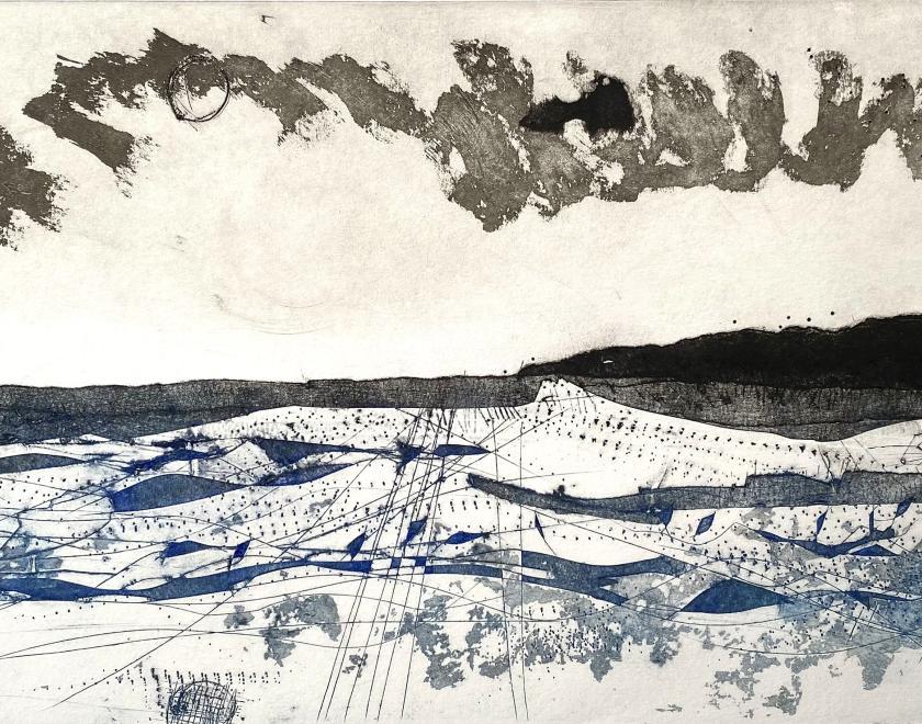Collagraph print landscape by Isabel Carmona