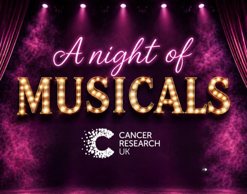 A Night of Musicals text against a purple backdrop