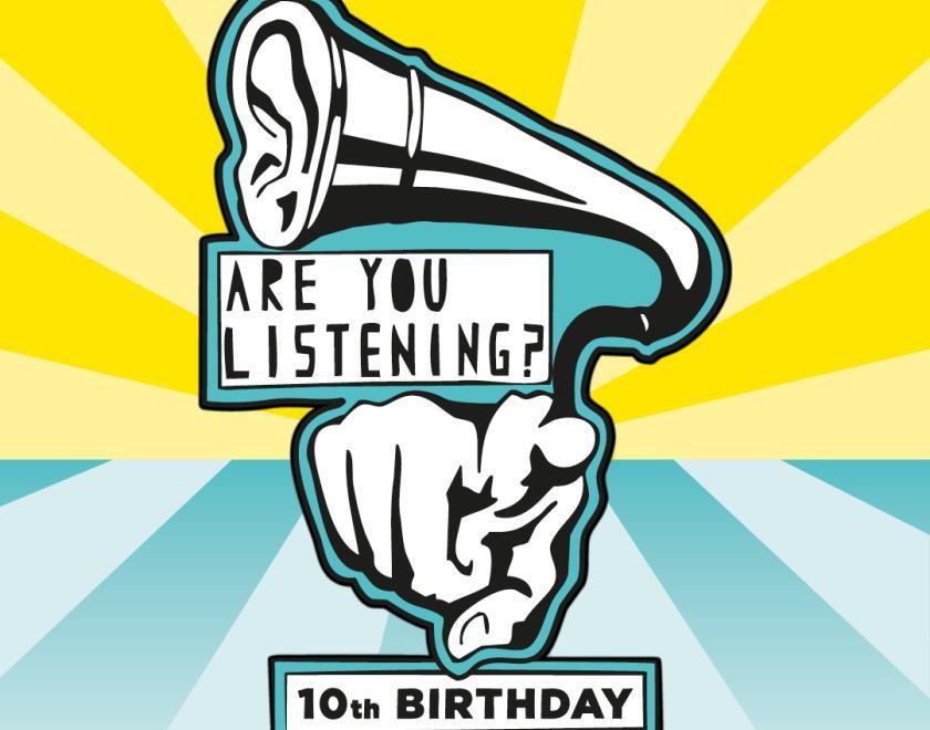 are you listening? 10th birthday logo