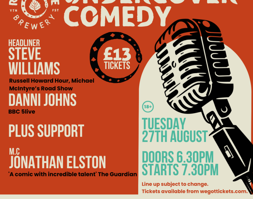 A picture of the poster for the comedy night