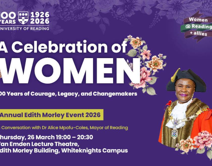 poster for A CELEBRATION OF WOMEN event with a photo of Dr Alice Mpofu-Coles in her ful mayoral regalia