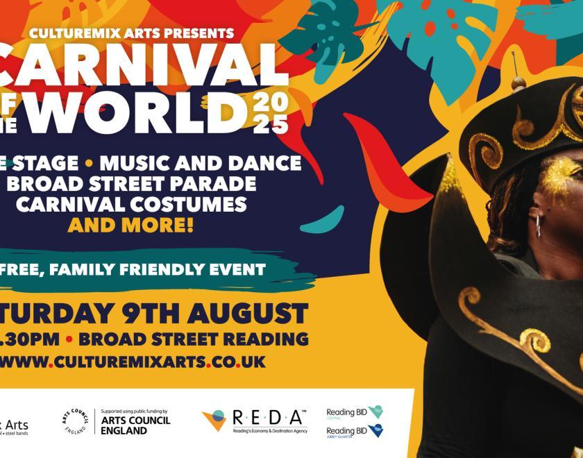 Image shows a banner the key info of the time and place where the event is taking place.