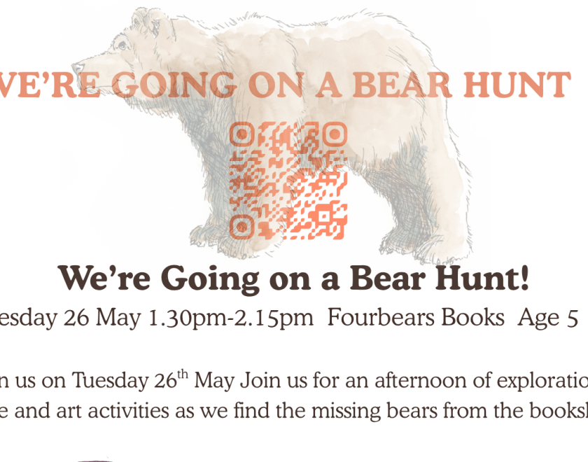 We're going on a bear hunt. Image of a Fourbears bear.