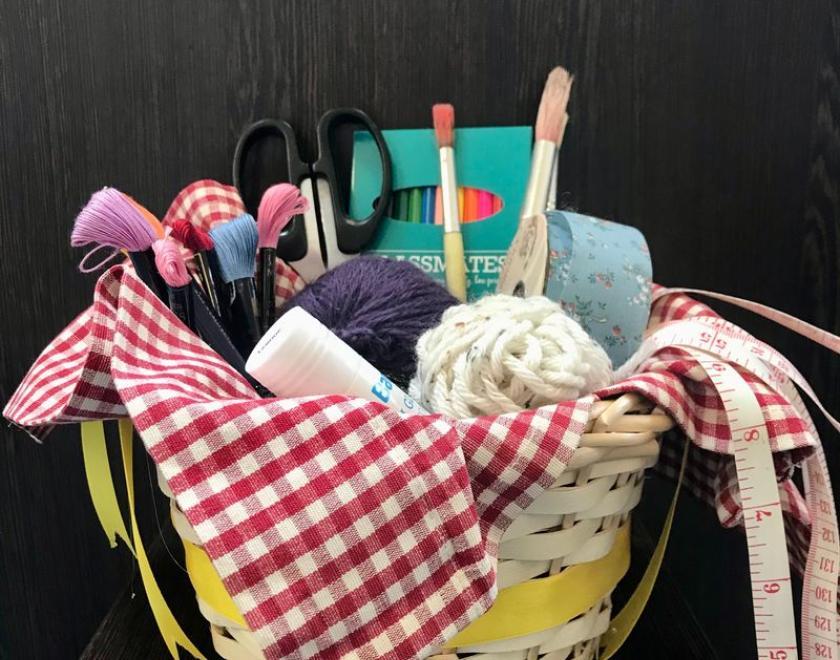 Box of craft supplies