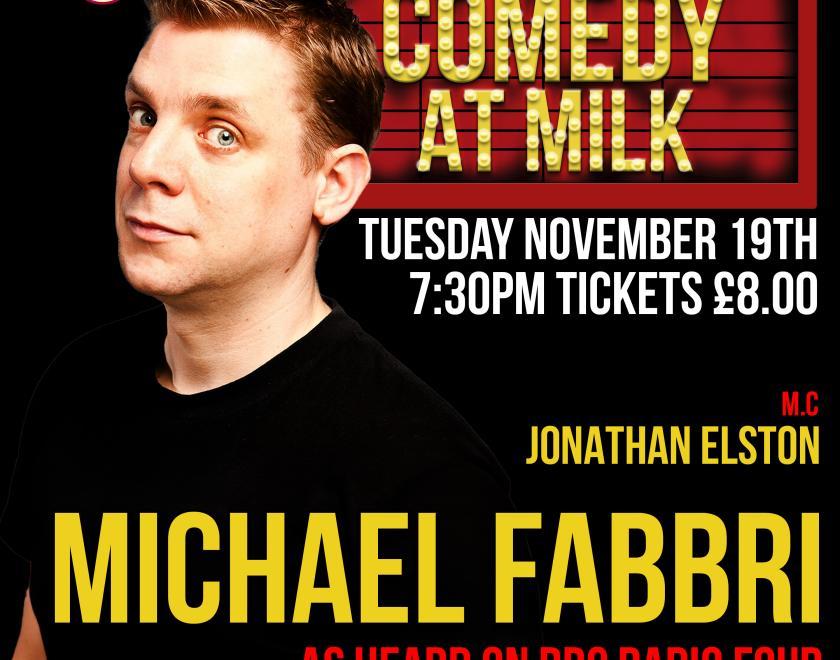 A picture of the poster for the comedy night