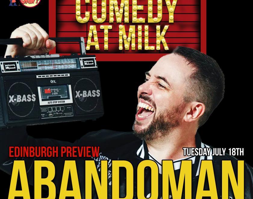 A picture of the poster for the comedy night