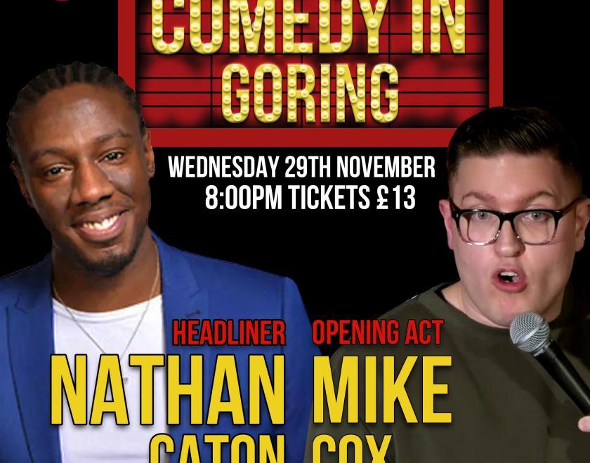 A picture of the poster for the comedy night