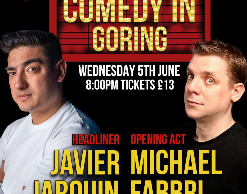 A picture of the poster for the comedy night