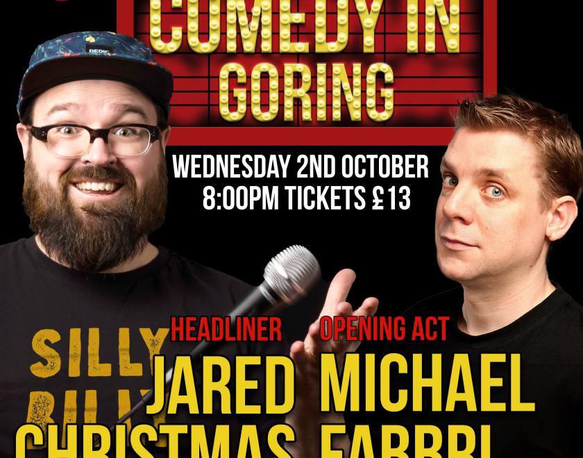 A picture of the poster for the comedy night