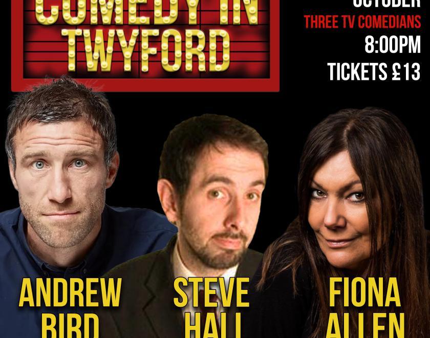 A picture of the poster for the comedy night
