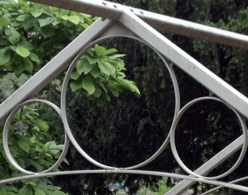 Photograph of vinery behind Iron Arch Stucture